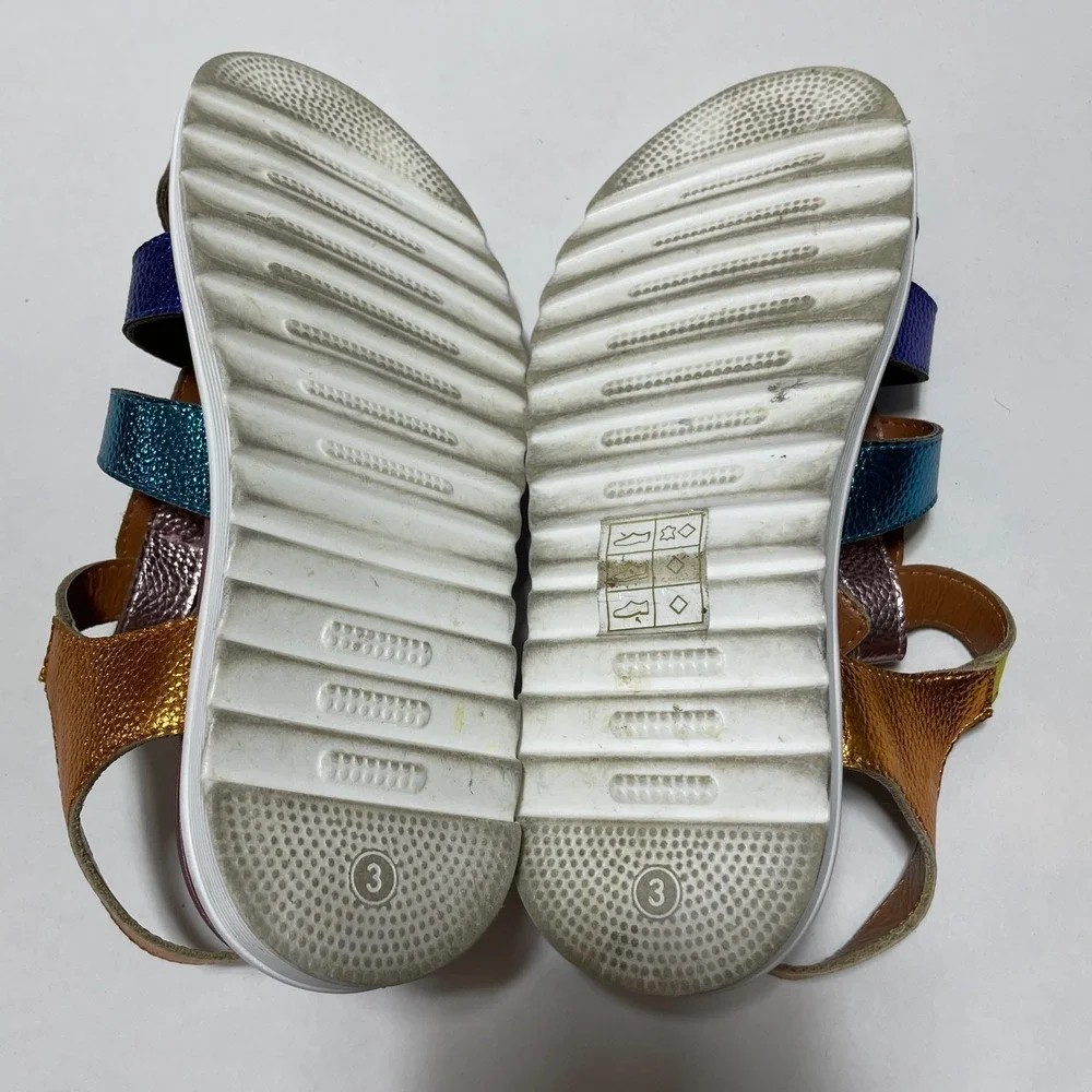 Kurt Geiger 3 London‎ Mini Fisherman Sandals Multicolor Rainbow Metallic Leather